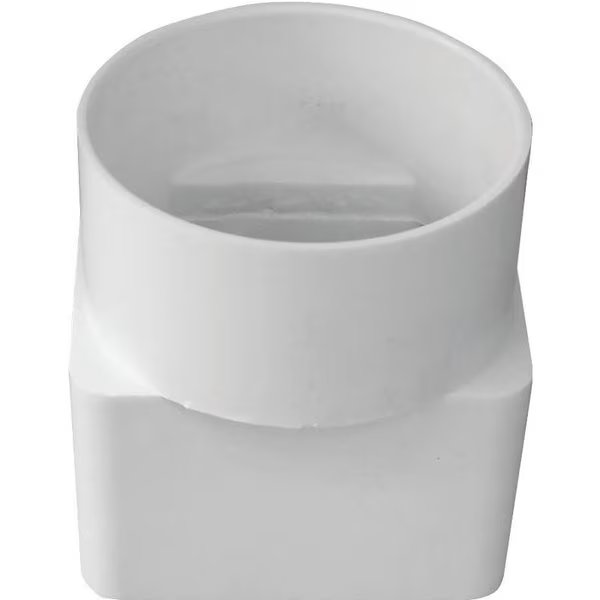 CANPLAS Downspout Adapter, 2 x 3 in Connection, Hub, PVC, White, Genova, Mfr#: 414431BC